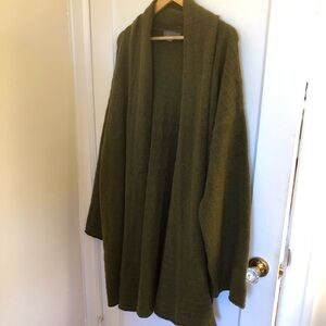 Anthropologie Olive Open-Front Draped Cardigan